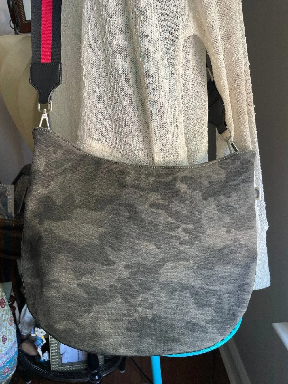 Koala Kanvas Gray Camo Canvas Crossbody Bag with Guitar Strap
